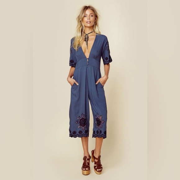 Cleobella Black Embroidered Jumpsuit Boho style lightweight - Small - Picture 13 of 13